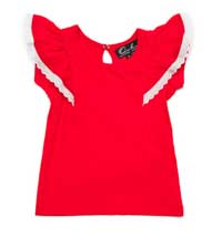 Oobi Flutter Lace Trimmed Red Tee
